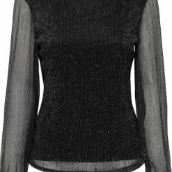 Dameskleding Verkoop 24 Only T-shirt Onlmiana L/s Plisse Glitter Top Jrs 15279232 Black Dames Maat - XS