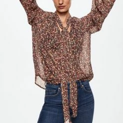 Mango Blouse Blouse Met Strik En Print 37013841 99 Dames Maat - S