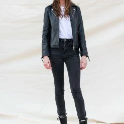 GILL'S QUEEN BLACK - Dames Leren Jas - Biker Jack - 100% Lamsleer - Zwart -Dameskleding Verkoop 550x791 12