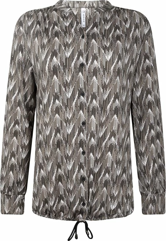 Zoso Blouse Aivy Printed Blouse 224 Oatmeal/black Dames Maat - L 1 Zoso Blouse Aivy Printed Blouse 224 Oatmeal/black Dames Maat - L