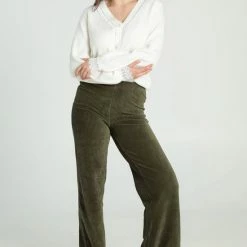 Cassis Lange, Effen Broek In Ribfluweel -Dameskleding Verkoop 550x814 6