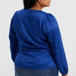 WE Fashion Dames Overslagblouse Met Jacquard Dessin - Curve 7 WE Fashion Dames Overslagblouse Met Jacquard Dessin - Curve -Dameskleding Verkoop 550x820