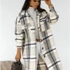 Merkloos Herfst- En Winterjas Met Geruite Print En Lange Mouwen (kleur: Grijs, Maat: XXL)-Grijs
