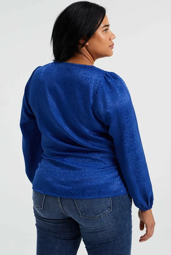 WE Fashion Dames Overslagblouse Met Jacquard Dessin - Curve 3 WE Fashion Dames Overslagblouse Met Jacquard Dessin - Curve - Afbeelding 3