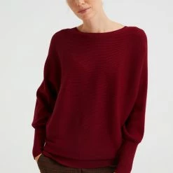 WE Fashion Dames Fijngebreide Trui Met Ribstructuur