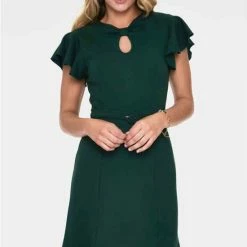 Voodoo Vixen Korte Jurk -M- Front Twist Fluffer Sleeve Groen 6 Voodoo Vixen Korte Jurk -M- Front Twist Fluffer Sleeve Groen -Dameskleding Verkoop 550x823 33