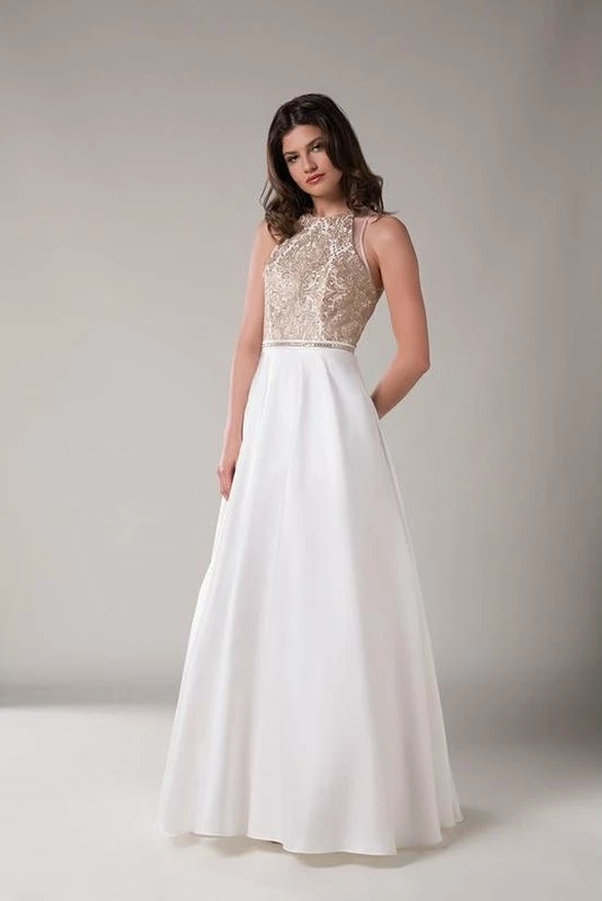 Merkloos Witte Rok Met Bewerkt Lijfje - Maat 44 - Ivoor/Goud 1 Merkloos Witte Rok Met Bewerkt Lijfje - Maat 44 - Ivoor/Goud