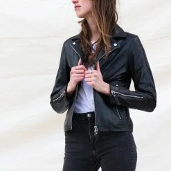 GILL'S QUEEN BLACK - Dames Leren Jas - Biker Jack - 100% Lamsleer - Zwart -Dameskleding Verkoop 550x824 104