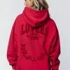 Colourful Rebel Lovers Of The Night Hoodie Rood Dames - Oversized Fit - Polyester - S