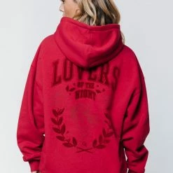 Colourful Rebel Lovers Of The Night Hoodie Rood Dames - Oversized Fit - Polyester - S