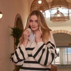 Merkloos Shiva Mode Trui Gestreepte Met Rits