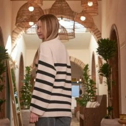 Merkloos Shiva Mode Trui Gestreepte Met Rits -Dameskleding Verkoop 550x824 128