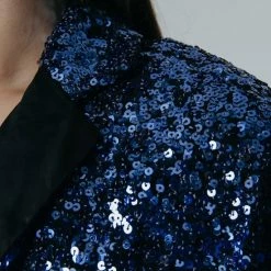 Colourful Rebel Emy Sequins Broek Blauw Dames - Wijduitlopende Fit - Polyester - M -Dameskleding Verkoop 550x824 152