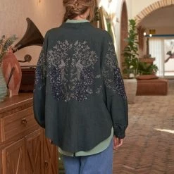 Merkloos Shiva Mode Blouse Dames Kimono Pauw Geborduurde