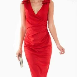 Voodoo Vixen Kokerjurk -S- Sheree Bow Rood 7 Voodoo Vixen Kokerjurk -S- Sheree Bow Rood -Dameskleding Verkoop 550x824 29