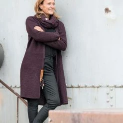 Knit Factory Luna Lang Gebreid Dames Vest - Bordeaux - 40/42 -Dameskleding Verkoop 550x824 68