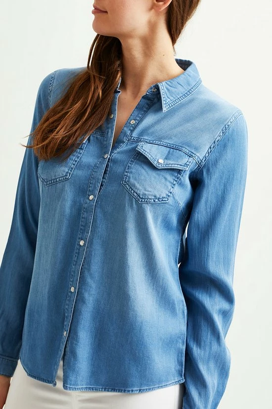VILA VIBISTA DENIM SHIRT/SU-NOOS Dames Blouse - Maat L 4 VILA VIBISTA DENIM SHIRT/SU-NOOS Dames Blouse - Maat L - Afbeelding 4