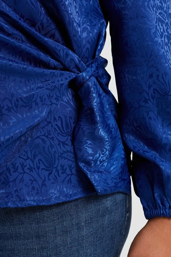 WE Fashion Dames Overslagblouse Met Jacquard Dessin - Curve 5 WE Fashion Dames Overslagblouse Met Jacquard Dessin - Curve - Afbeelding 5