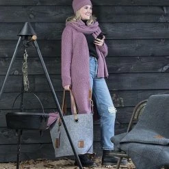 Knit Factory Luna Lang Gebreid Dames Vest - Bordeaux - 40/42 -Dameskleding Verkoop 550x825 226