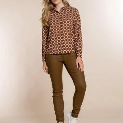 Geisha Blouse Blouse Graphic Etnic Print 23586 26 Camel Combi Dames Maat - S -Dameskleding Verkoop 550x825 245