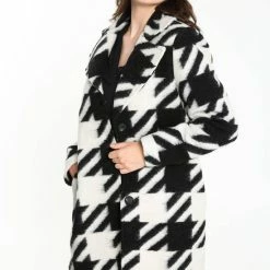 Cassis Wollen Mantel Met Pied-de-poulemotief Wollen Mantel Met Pied-de-poulemotief