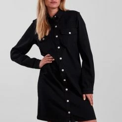 Pieces Jurk Pcperry L/s Denim Dress-vi/noos Bc 17111319 Black Denim Dames Maat - M -Dameskleding Verkoop 550x825 343