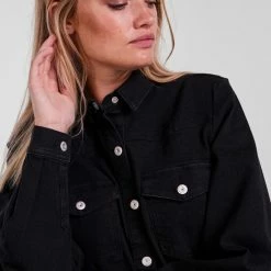 Pieces Jurk Pcperry L/s Denim Dress-vi/noos Bc 17111319 Black Denim Dames Maat - M -Dameskleding Verkoop 550x825 344