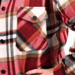 Merkloos Lumber Jacket | Jas Dames | Houthakkers Jas | Ruitjes | Stoer | Oversized | Kleur Rood | Maat S -Dameskleding Verkoop 550x825 486