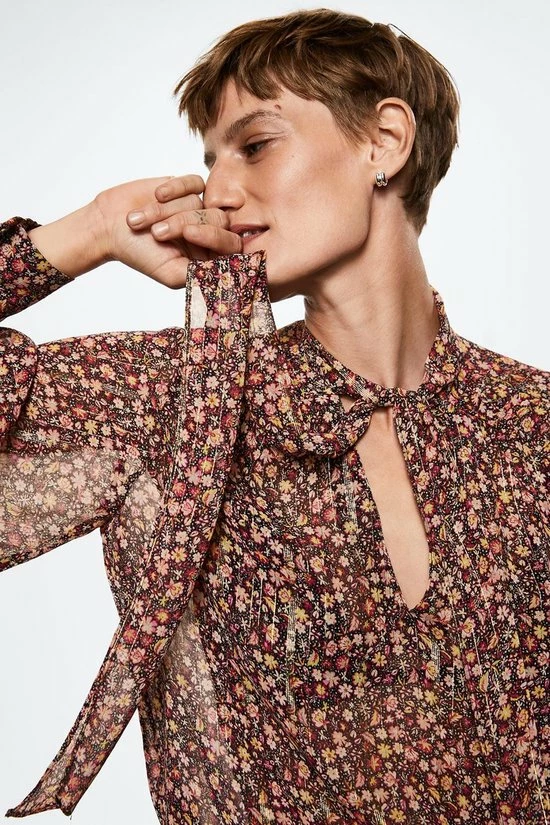 Mango Blouse Blouse Met Strik En Print 37013841 99 Dames Maat - S 3 Mango Blouse Blouse Met Strik En Print 37013841 99 Dames Maat - S - Afbeelding 3