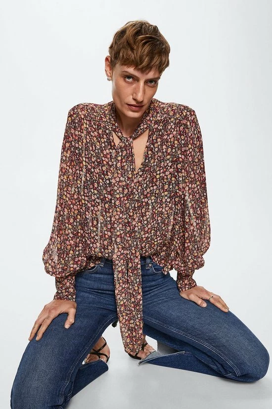 Mango Blouse Blouse Met Strik En Print 37013841 99 Dames Maat - S 4 Mango Blouse Blouse Met Strik En Print 37013841 99 Dames Maat - S - Afbeelding 4