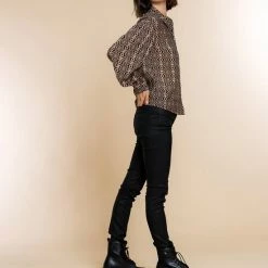 Geisha Blouse Blouse Grafisch Ikat Print 23593 26 Black/sand Dames Maat - L -Dameskleding Verkoop 550x825 522