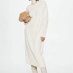 Mango Jurk Geribde Jurk Met Omgeslagen Col 37067731 05 Dames Maat - L