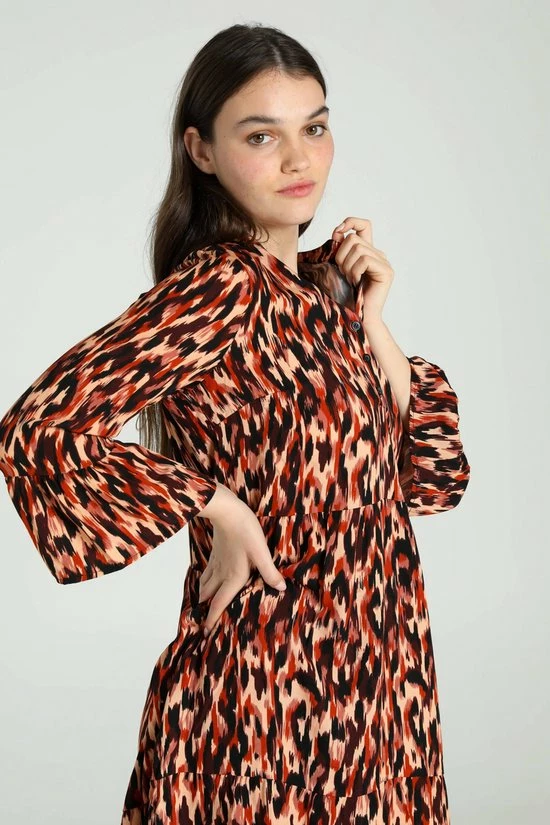 Cassis Korte Jurk In Viscose Met Dierenhuidmotief 2 Cassis Korte Jurk In Viscose Met Dierenhuidmotief - Afbeelding 2