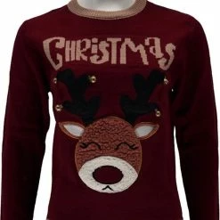 Merkloos Kersttrui - Rendier - Paars - Maat S